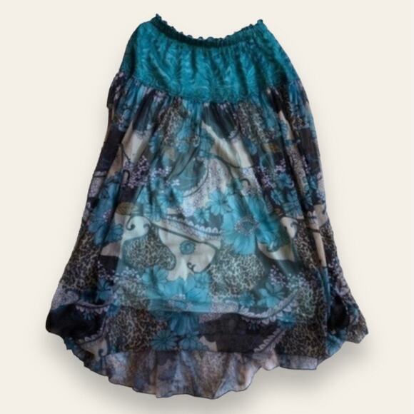 Vintage Dresses & Skirts - Vintage Blue Boho Festival Queen Long Skirt XS